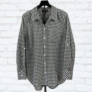 Lane Bryant Black White Gingham Button Front Shirt Size 20